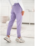 Pantaloni din denim cu talie elastica, liliac 202001 - Magazin online - Boutique